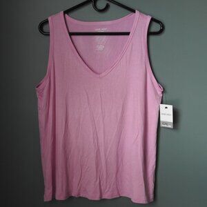 2/$13 Nine West Soft Spun Large Oeko-Tex Tank, V Neck, Pink/Purple, NWT